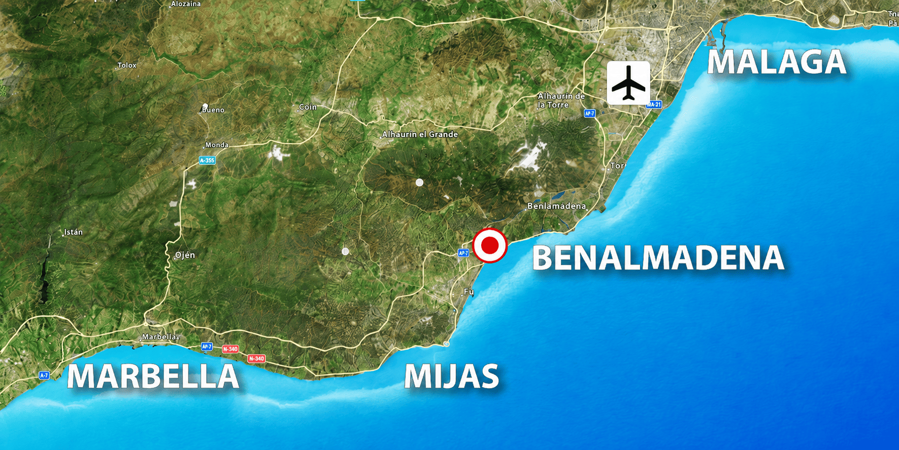 Map: Reserva del Higuerón, between Málaga and Marbella on the Costa del Sol
